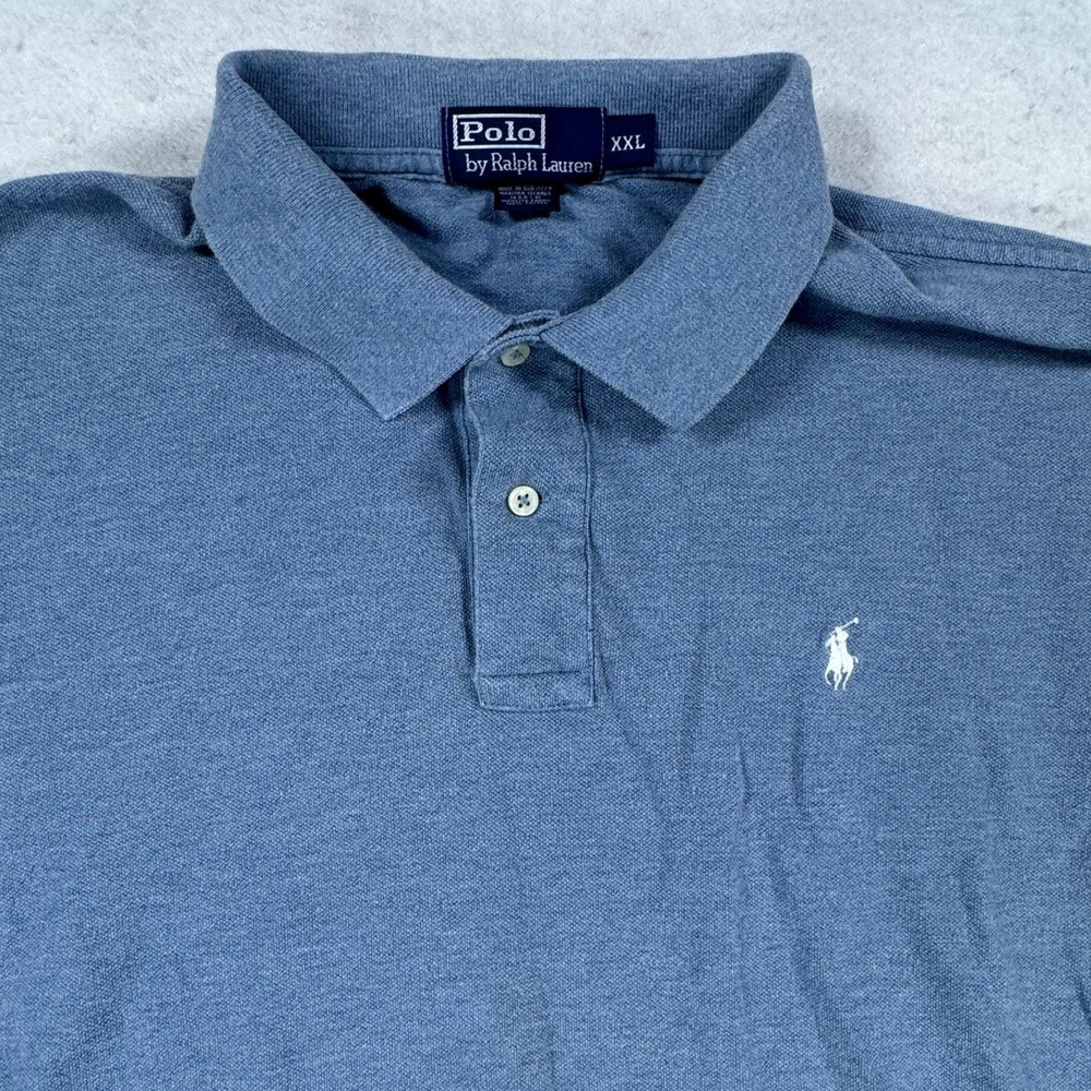 Polo Ralph Lauren Mens XXL Blue Heather‎ Pique Short Sleeve Polo Shirt Pony VTG